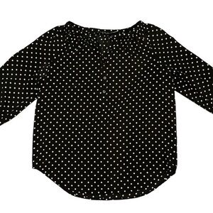 LAUREN RALPH LAUREN Black White Polka Dot Blouse Buttons Flowy Size‎ Medium